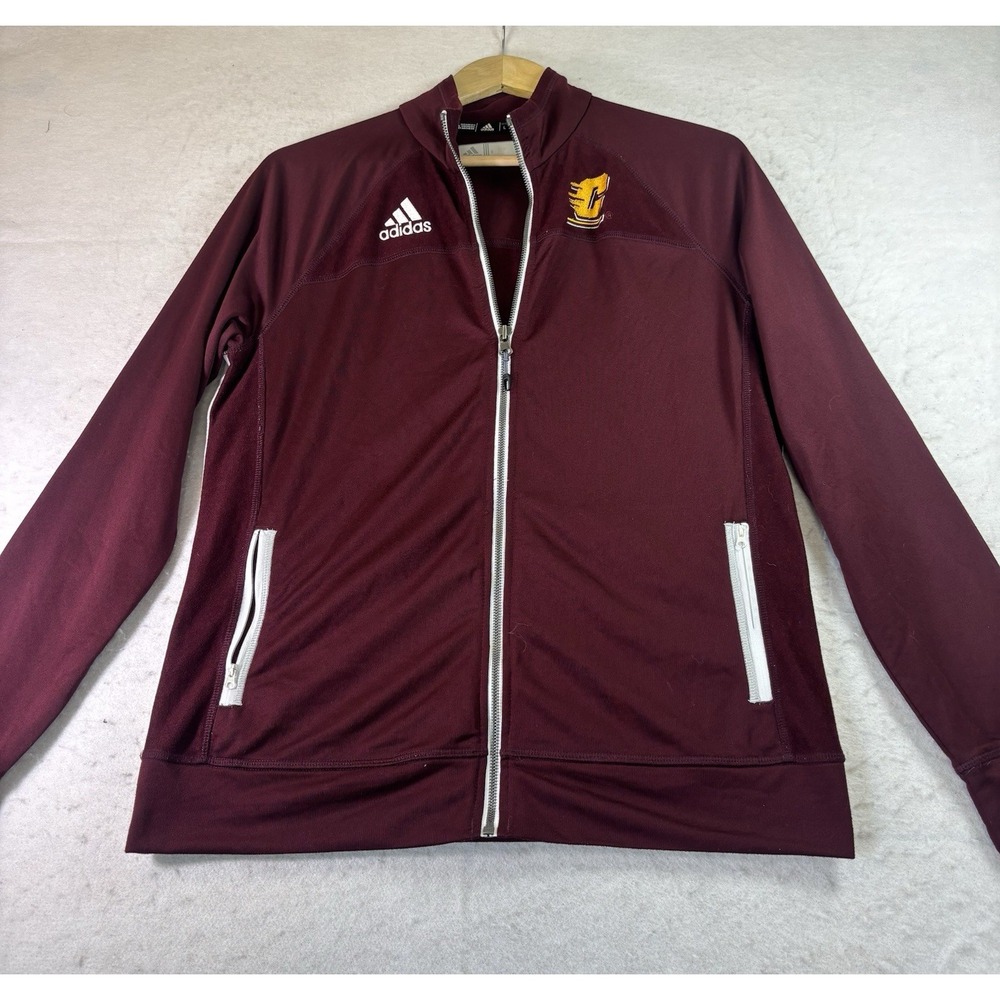 Adidas Central Michigan Chippewas Track Jacket Adult L Full Zip Maroon CMU